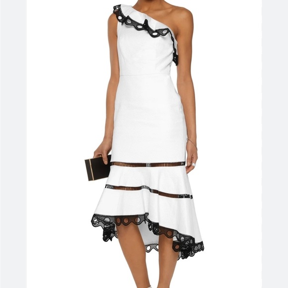 L’atiste White and Black Trumpet Christie One Shoulder Dress - Picture 3 of 16